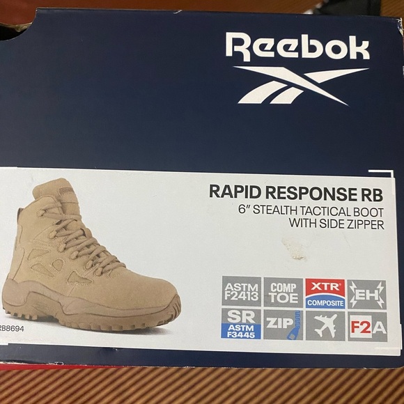 NIB Reebok RAPID RESPONSE Tan Boots With side zipper size 8.5 - Picture 6 of 6